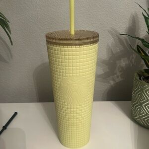 24oz yellow square pattern Starbucks cup